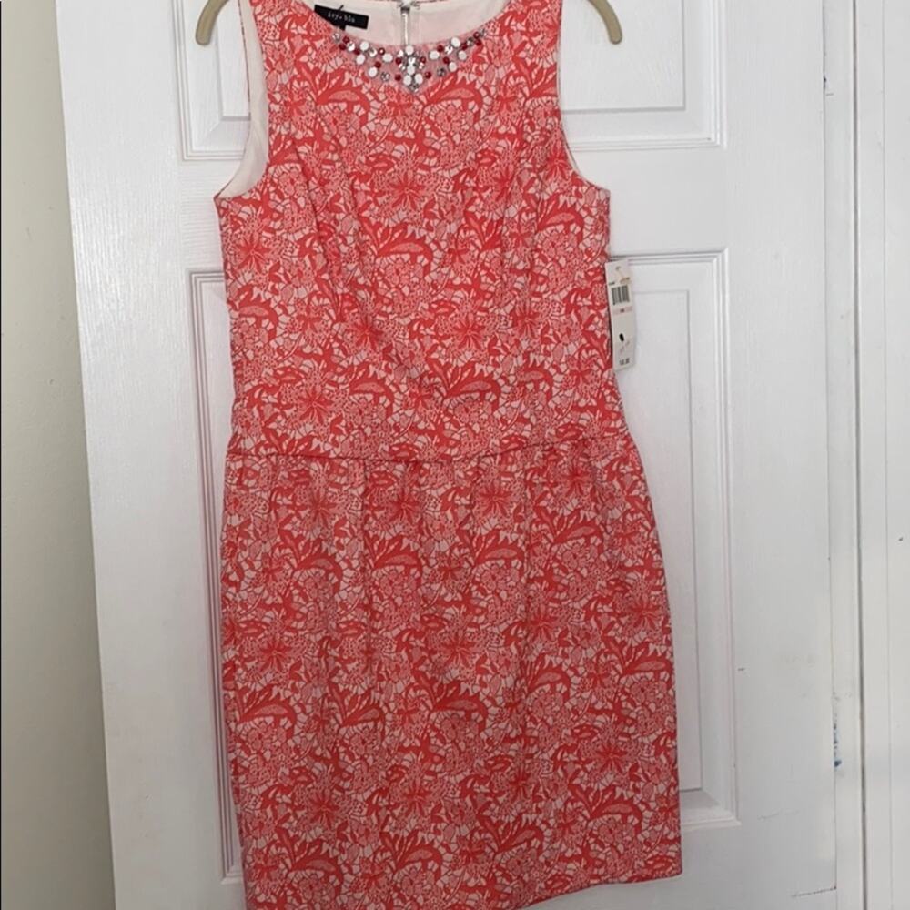 Ivy + blu 10 print and beaded sleeveless dress NWT